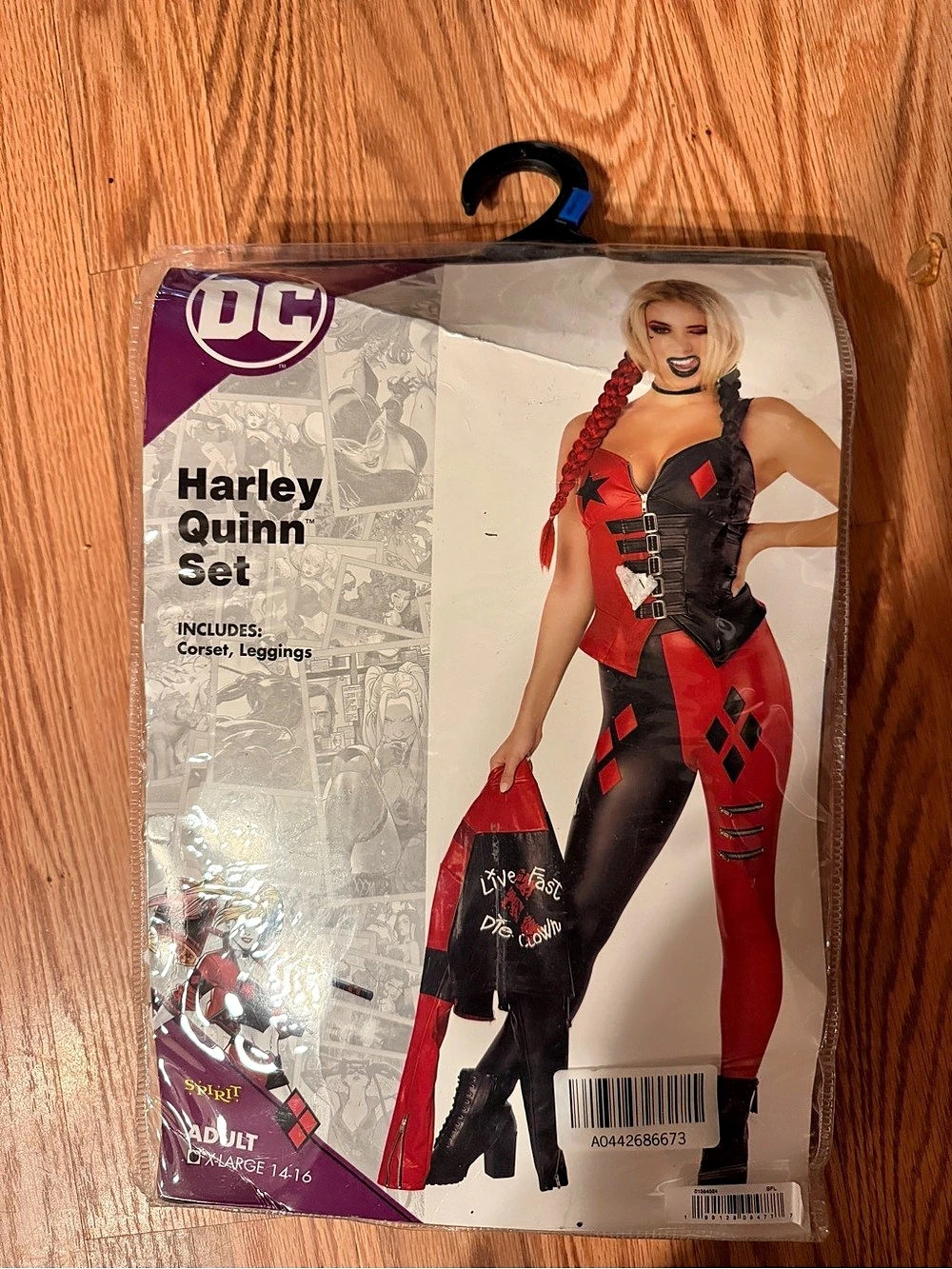 DC Harley Quinn Set Costume Set in Red & Black Adult M/L NWT